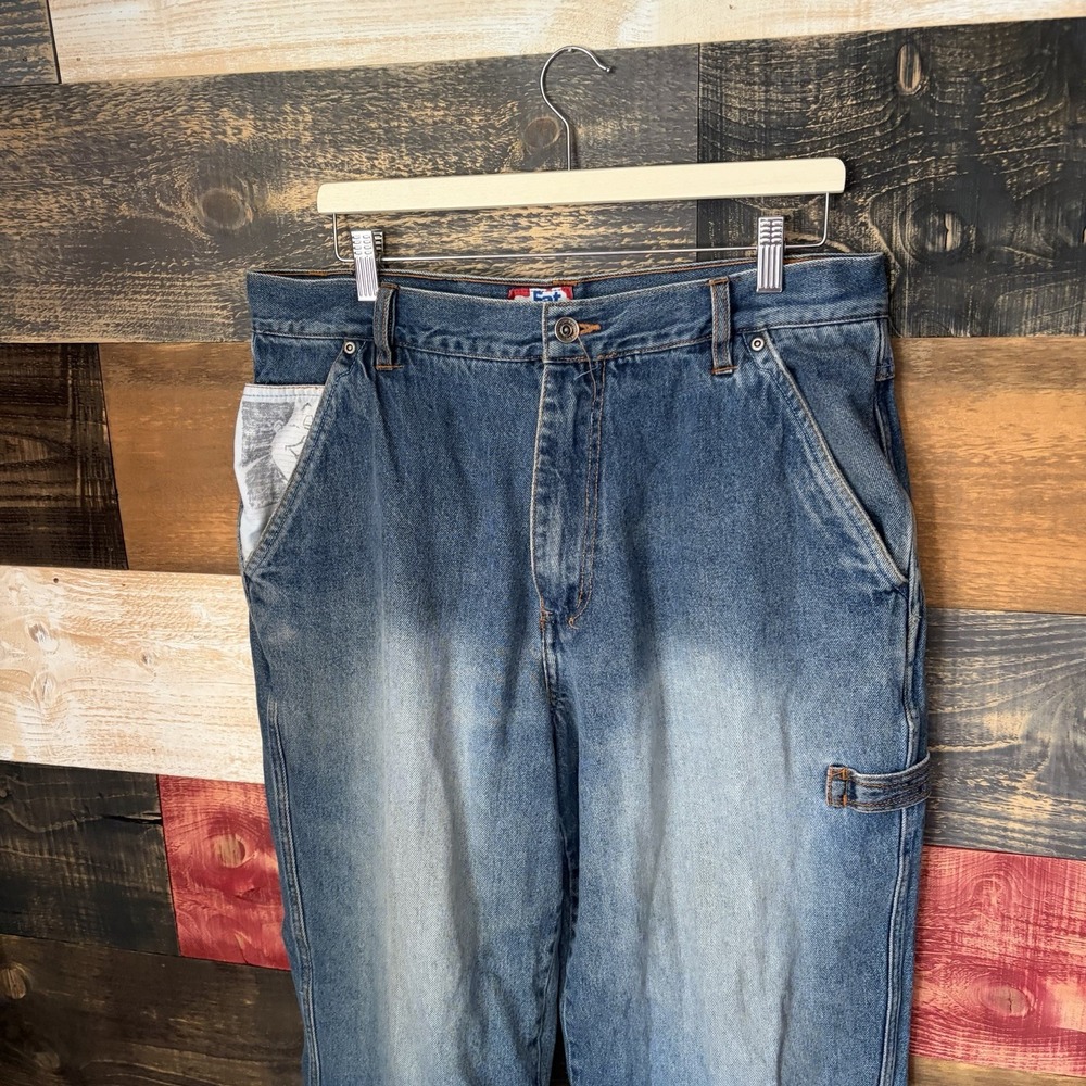 Fubu Platinum Fat Albert Carpenter Wide Leg Jeans Denim 2000s 90s Vintage 34x29